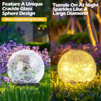 Garden Solar Ball Lights Outdoor Waterproof, 80 LED Cracked Glass Globe Solar Power Ground Lights for Path Yard Patio Lawn, Halloween Christmas Decoration Landscape Warm White(2 Pack 5.9'') - size: 5.9 Inch