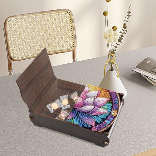 Tontut Diamond Painting Kit Storage Box, Beautiful Lotus DIY Multifunctional Handicraft Storage Box, Suitable for Home Office Holiday Gifts - color: Flower