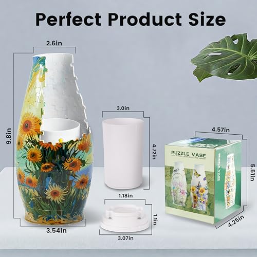 3D Puzzles Vase for Adults, LED 3D Puzzle Vase Sunflowers, Crafts for Adults DIY Unique Vase Gifts for Home Decor Housewarming Christmas Mother's Day - color: Sunflower-starry Night
