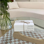 Decorative Books for Home Decor, White Faux Books for Decoration, Rustic Farmhouse Stacked Display Books with 52in Wood Bead Garland for Coffee Tables Living Room, (Happy) - style: Happy