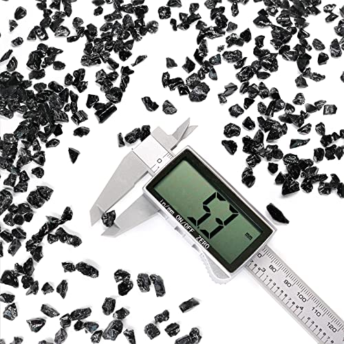 Crushed Glass for Resin Art - 3-6mm Black, 1.5lb | Broken Glass Pieces for Crafts, Vase Filler & Fire Pit Media - color: Black
