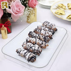 3 Pack Silver Plastic Serving Trays for Party - Silver Rim Serving Tray 8 x 11 Inch - Heavy Duty Dessert Trays for Food - Rectangular Party Serving Trays for Entertaining - color: White and Silver Rim