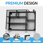Desk Drawer Organizer, Office Drawer Divider Organizer Tray with 6 Compartments, Metal Mesh Desktop Organization and Accessories for Stationery Makeup Kitchen Toolroom School ＆Office, 12.6x8.27x1.6 in - size: Large