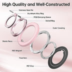 SYNCWIRE Magnetic Phone Ring Holder for MagSafe, 360° Rotation Cell Phone Grip Stand Finger Ring Kickstand Two-Sided Magnet Compatible with iPhone 17 Pro Max 16 15 14 13 12 MagSafe Accessories - color: Single Ring-1PCS-Light Pink