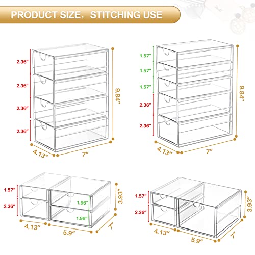 caktraie Makeup Organizer Storage With 16 Drawers, 4 Pcs Desktop Office Supplies, Desk Organizers, Clear Accessories, Dustproof Storage Drawer and for Make Up, Jewelry, Pen, Stationary - size: 16 Drawers