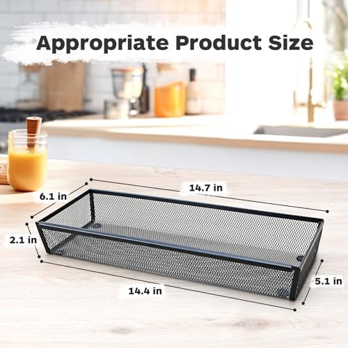 Smgmg Silverware Drawer Organizer, Silverware Organizer for Drawer, 2 Pack 14.7" X 6.1" X 2" Utensil Organizer for Kitchen Drawers, Kitchen Drawer Organizer for Large Utensils with Interlocking Arm - color: Black, size: 14.7 * 6.1 * 2 Inches