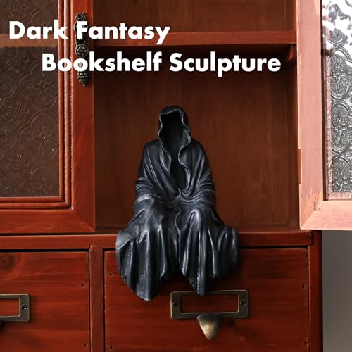Tabletop Gothic Figurine Grim Reaper Statue - Gothic Spooky Sculpture for Garden or Bookshelf - 5.9 inch Mysterious Resin Dedor - Bookshelf Decor Fantasy.