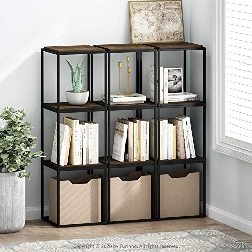 Furinno Moretti Cube Modern Stackable End Table Shelf, Columbia Walnut - color: Columbia Walnut, size: Stackable Metal Frame