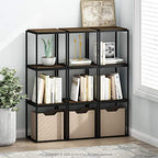 Furinno Moretti Cube Modern Stackable End Table Shelf, Columbia Walnut - color: Columbia Walnut, size: Stackable Metal Frame