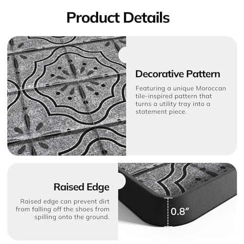 Mibao Heavy-Duty Rubber Boot Tray with Raised Lip, Waterproof Shoe Storage Mat for Entryway, Indoor/Outdoor Multi-Use Non-Slip Shoe Cleaning Mat Tray, Gray, 16 x 27.5 Inches, 2 Pack - color: Gray, size: 16" x 27.5" (Rectangular) (2 Pack)