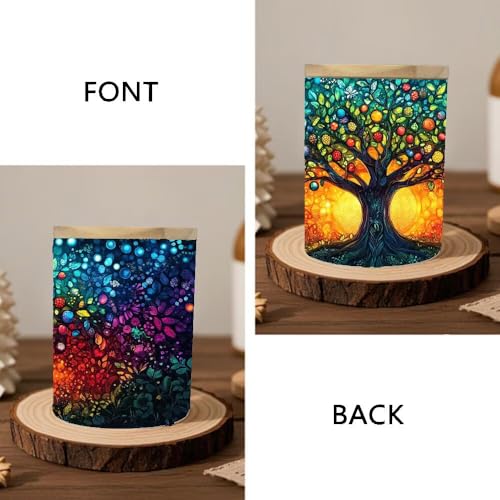 Stained Glass Tree of Life Tea Light Candle Holders, Memorial Tealight Candlesticks Votive Candle Holder, Tree of Life Battery Operated Tea Light Jar Home Decoration, 3.5"x2.8" - color: Tree of Life