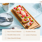 HOMESPHERE Cake Display with Lid – Acacia Wood Dessert Stand & Wooden Charcuterie Board with Lid for Loaf Cakes, Bread, Pastries, Cheese, Large Rectangle Wood Tray Platter & Acrylic Cover, 15 x 6.25”