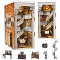 MiniCity DIY Book Nook Kit, Miniature Dollhouse Booknook Kit, 3D Wooden Puzzle Bookend Bookshelf Insert Decor with LED Light for Teens and Adults (Law Library) - style: Law Library