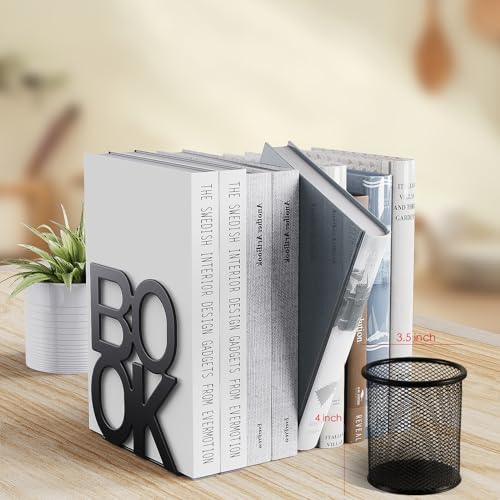 4 Pair Book Ends, Bookends, Book Ends for Shelves, Bookends for Shelves, Bookend - color: Black, size: 4 pair