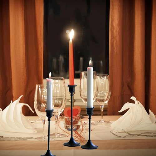 6PCS Black Candlestick Holders Taper Candle Holders Metal Candle Sticks Holder Decor for Halloween Friendsgiving Thanksgiving Decorations Christmas Dinning Table Fireplace Home - color: Black