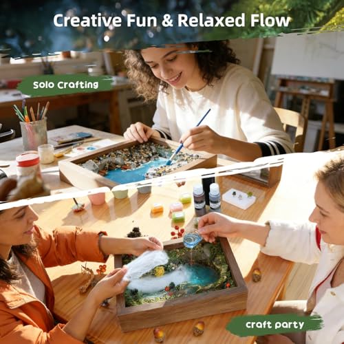 Microland Fun Crafts for Adults DIY Zen Forest Landscape Resin Crafting Kit Ladies Craft Night Kit Crafty Women Present Mom Birthday Gift Ideas Unique Mothers Day Creative Gifts for Artists Teen Girls