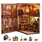 Cutefun Book Nook Kit,3D Wooden Puzzle Bookends,Miniature house kit with dust cover,Bookends Kit with LED Lights,DIY Dollhouse Bookend Tiny House for Adults,Birthday Easter Home Decor for Teens Adults - style: The Secret Rhythm