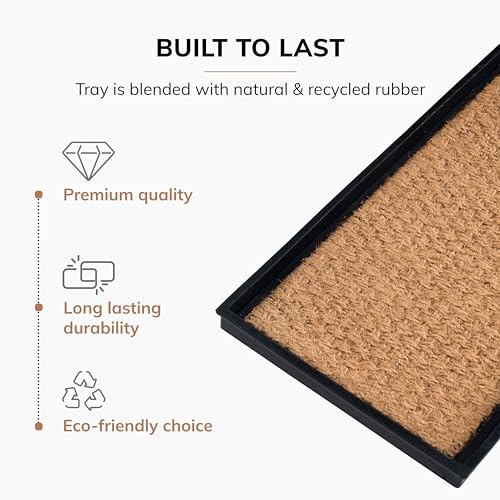 Anji Mountain Heavy Duty Waterproof Rubber Shoe Storage Mat Organizer/Boot Storage Tray Multi Use for Entryway with Coir, Tan Insert, Fits 2 Pair (24.5" Wide) - color: Tan Insert, size: 24" x 14" x 1.5"