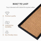 Anji Mountain AMB0BT4F-001 Black Rubber Boot/Shoe Tray with Coir, Fits 4 Pair (46.5" Wide), Tan Insert - color: Tan Insert, size: 46" x 14" x 1.5"