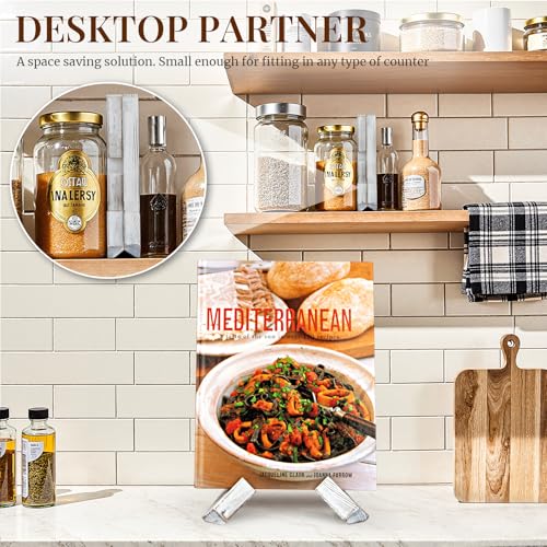 PUERSI Cookbook Stand for Kitchen, Recipe Book Holder for Kitchen Counter, Wooden Cookbook Holder, Rustic Cook Book Holder Stand - Farmhouse White - color: White