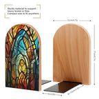 Stained Glass Art Bookends Heavy Duty,Book Organizer for Shelves, Holder Stand Decorative, Stoppers for Books, CD, File, Video Gamesbook Stand，6.7 X 4.7 X 3.9 Inch(Large)
