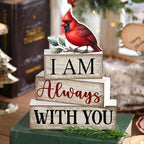 4 Pieces Cardinal Gift Decorations Wooden Red Cardinal Sign for Loss of Loved One Tiered Tray Decor I Am Always with You Sign Sympathy Remembrance Memorial Gifts for Home Kitchen Shelf Tabletop - style: Cardinal