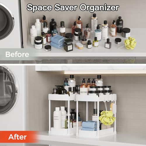 Ukeetap 2 Pack Multi-Purpose Pull-Out Storage Organizers, Under Sink & Cabinet Storage, 12.8 Inch, White - color: White, size: 12.8 Inch