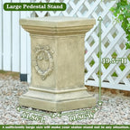19.57" Tall Garden Pedestal Stand for Statues, Heavy Duty Magnesium Oxide Plant Stand, Weatherproof Outdoor Pedestal for Sculptures, Flower Pots, Decor – Sturdiness Plinth Base Statue Riser