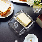 6.5'' Clear Glass Butter Dish with Handled Lid,Classic 2-Piece Design Butter Keeper For Countertop,Dishwasher Safe - size: 6.5 inches