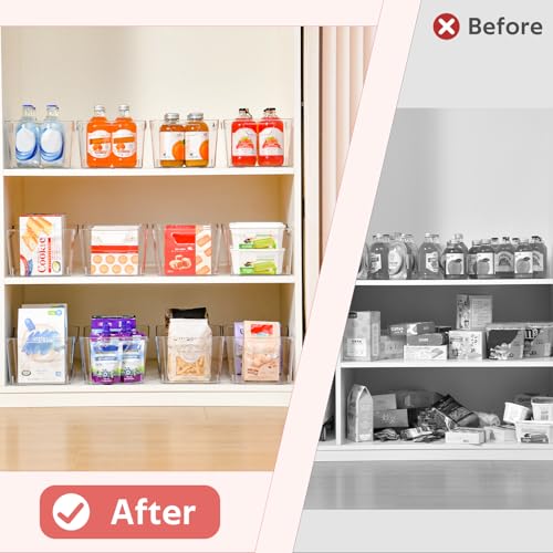 Clear Plastic Storage Bins - 12 Pack Pantry Organizers and Storage, Clear Pantry Organizer Bins, X-Large Plastic Containers with Handle for Kitchen,Freezer,Cabinet,Closet,Bathroom Under Sink - size: X-Large