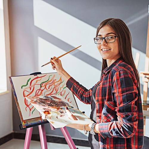 RRFTOK Art Easel Stand for Painting and Sign - Aluminum Adjustable Easels for Painting Canvases Height from 17 to 66 Inch,Carry Bag for Table-Top/Floor Drawing and Displaying.Gift for Women(Red). - style: 66Pink 1-pack