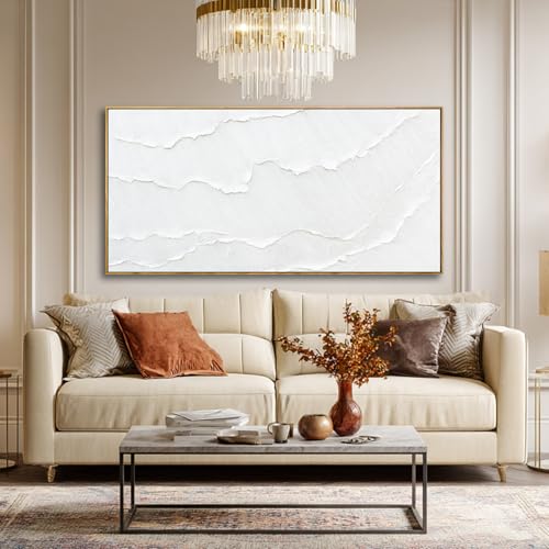Abstract Artwork White Framed maximalist Hand-drawn Wall Art Wave poster Neutral Print Poster For Bedroom Living Room Office Decor 24x48 Inch - color: White, size: 48"L x 24"W