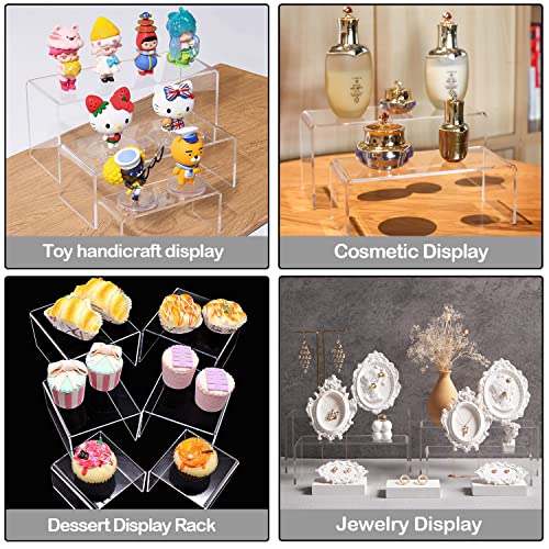 MerryNine Acrylic Risers 8 Pcs, Clear Risers Display Stand, Acrylic Display Risers, Risers for Display for Cupcakes, Figures, Retail, Collectible Figures, Cosmetics, Collectibles Display, Square
