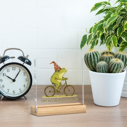 Frog Funny Office Decor Funny Desk Decor Coworker Gifts Off To Cause A Kerfuffle Acrylic Humor Gift for Women Men Boss Coworker Home Office Decorations - color: Off To Cause A Kerfuffle