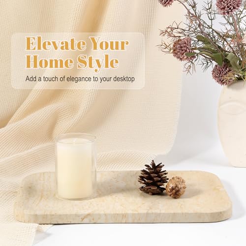 Koville Marble Tray, 12"x8" Marble Vanity Tray for Countertop Bathroom Kitchen Dresser, Decorative Catchall Trays for Perfume Jewelry, Rectangular Stone Serving Tray(Beige) - color: Brown
