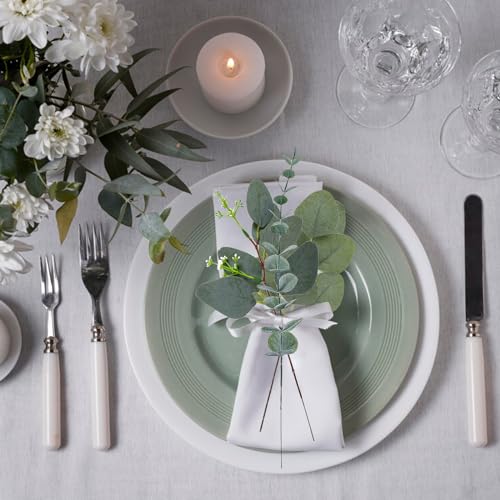 Eucalyptus Leaves Stems 60 PCS, 4 Kinds Mixed Artificial Greenery Stems for Wedding Decor Vase Floral Arrangement Centerpiece
