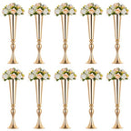 NUPTIO Gold Tall Centerpiece Table: 21.9" Trumpet Vases for Wedding Metal Flower Stand for Party Decorations Set of 10 - size: 10 Pcs