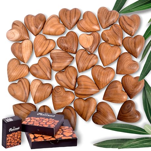 Handcrafted Wooden Heart Sculpture Solid Natural Wood Decor | Romantic Gift for Anniversary, Wedding & Valentine Day (Set of 5)