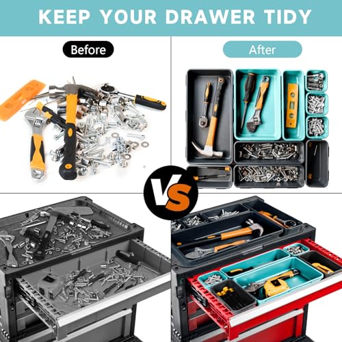 Tool Box Organizer Tray, Toolbox Desk Drawer Organizer, Tool Box Tray, Toolbox Organization Storage for Rolling Tool Chest (60PCS (Blue+Black)) - color: 60PCS (Blue+Black)