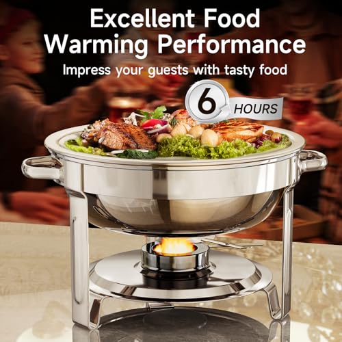 Chafing Dishes for Buffet, 4 Pack 5QT Round Stainless Steel Chafing Dish Set for Home Parties, Christmas Gatherings, Catering Events Complete Buffet Warmer Set (Silver 4) - color: Silver 4