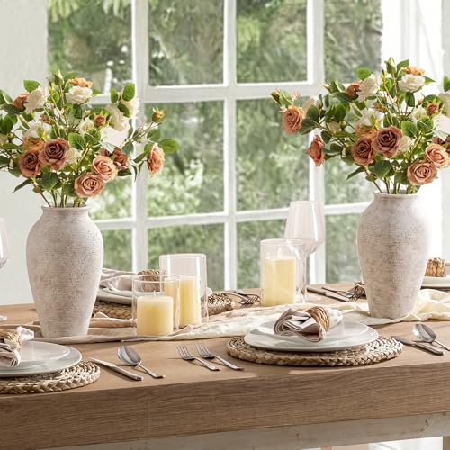 Vanselia Ceramic Flower Vase Home Decor - Large Tall Farmhouse Table Vases Rustic Vintage Living Room Kitchen Bedroom Decorations for House Book Shelf Office Coffee Desk Dining Fireplace (11" Retro) - color: Retro-11"