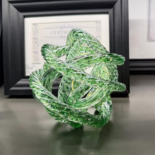 Glass Knot Teal Orbit Ball - 6 Inch Hand Blown Infinity Sculpture Decor Glass Orbit Home Decor Table Decoration Interio Art - color: Light Green, size: 6" Diameter
