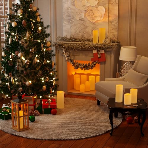 6" 8" 10" x 4" Ivory Large Waterproof Outdoor Flameless Candles Battery Operated LED Flickering Pillar Candles with Remote and Timer for Indoor Outdoor Lanterns, Long Lasting, Set of 3 - color: Ivory
