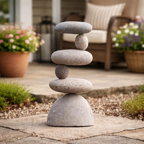 Small Side 2 Side Rock Cairn Sculpture, Garden Decor, Zen Garden, Balanced Pebbles, Stacked Stones, Home Accents, Outdoor, Indoor, Meditation