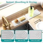 Water Absorbing Stone Tray, Quick Drying Diatomite Bathroom Tray Countertop, Stone Drying Mat for Kitchen Counter, Soap Dish Dispenser Vanity Organizer, White-B-8.3" x 4" - color: White B
