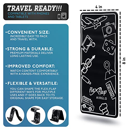 AirGLO Flex Flap - Adjustable, Portable Phone Stand for Travel, Home, Desk, Bed, Treadmill, iPad, Tablet
