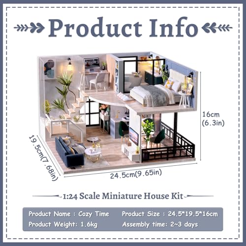 Fsolis DIY Miniature Dollhouse Kit - Tiny House Modern Mini Scene Kit 3D Puzzles for Adults and Teenagers, Gifts for Women Teenagers Craft Lovers (Cozy Time) - style: Cozy Time