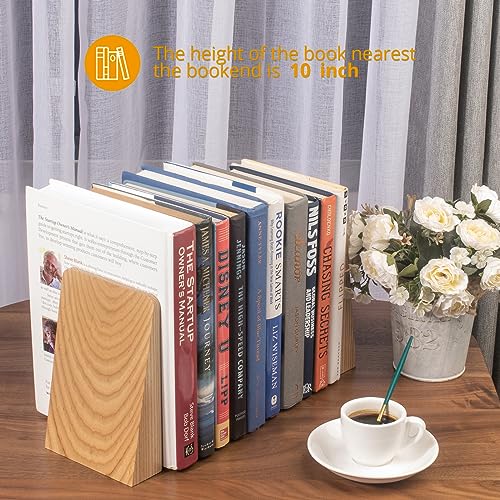 DRELIFAM Ash Wood Book Ends Heavy Duty Handmade Book Ends for Shelves Decorative Bookends to Hold Heavy Books (Ash Wood Large) - color: Ash Wood Large