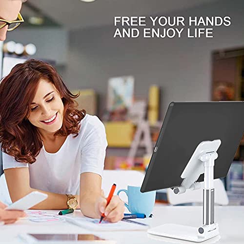Meetuo 2 Pcs Cell Phone Stand, Adjustable Angle Height Phone Stand for Desk, Fully Foldable/Portable Phone Holder, Compatible for iPhone 16/15/14/13/12/Smartphones - color: Black+White