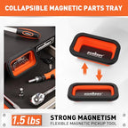 HORUSDY 4 - PIECE Magnetic Pickup Tools Kit | Extendable Telescoping Magnet Pick Up Tool Set 7-30.5” & 5-25” | Bend-It Flexible Magnetic Sweeper | Collapsible Parts Tray for Garage Workshop Yard - style: 4-Piece Magnetic Tray & Stick - Collapsible